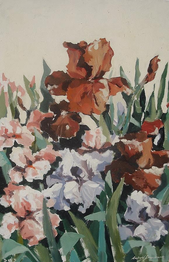 Iris Garden Painting by Andrew Drozdowicz