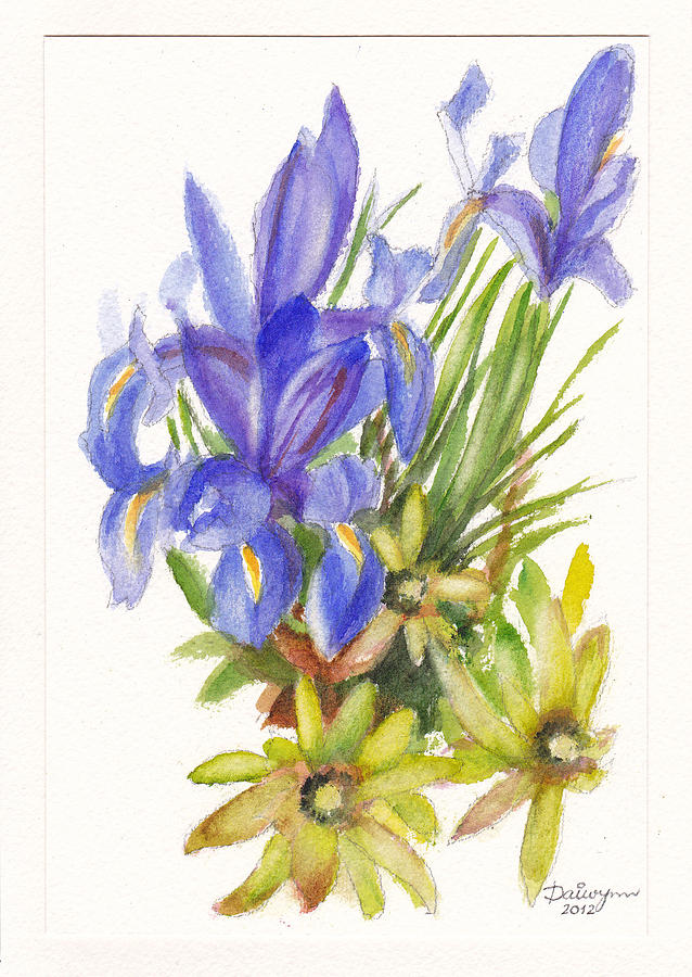 Irises and Leucadendrons Painting by Dai Wynn