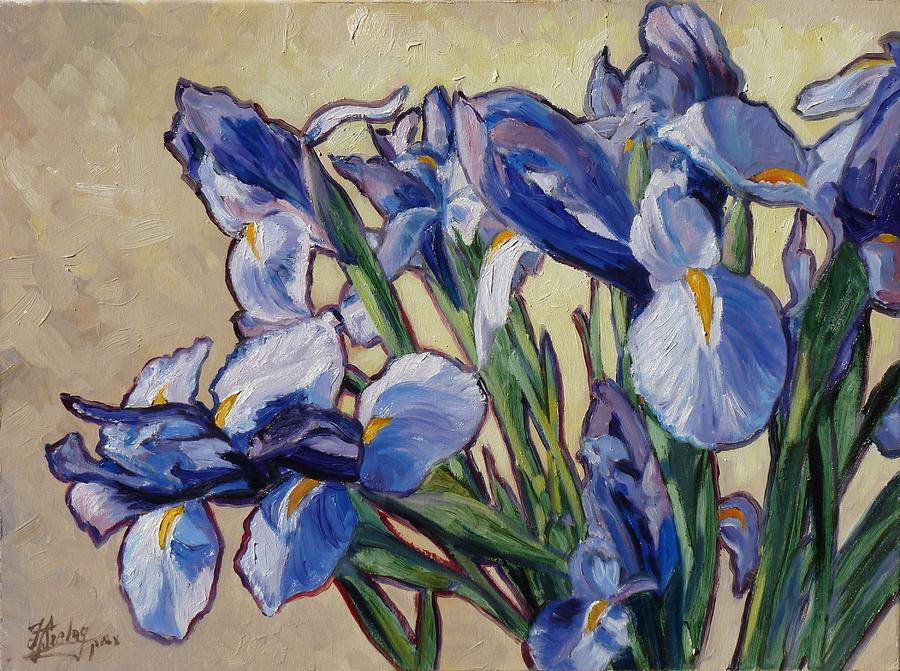 Irises from my garden Painting by Irek Szelag
