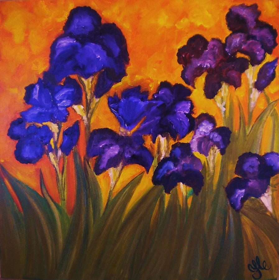Irises in Motion Painting by Yesi Casanova 