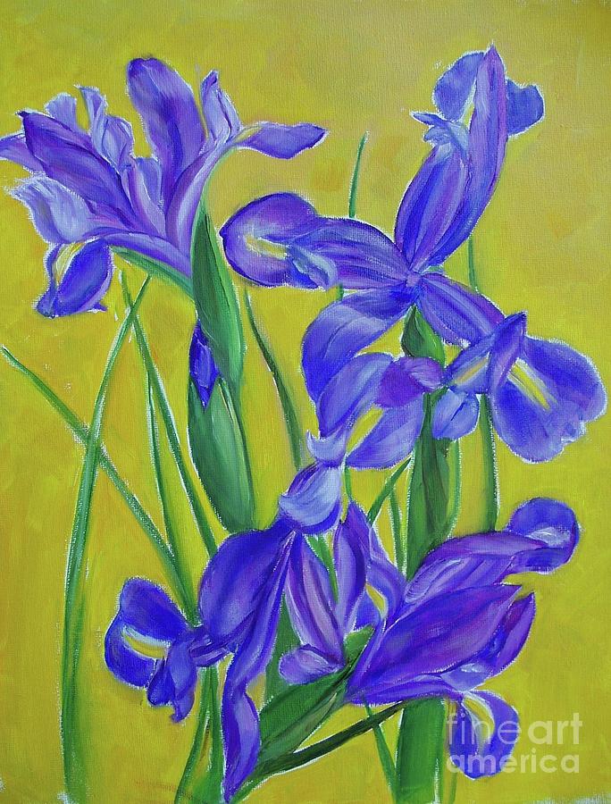 Flowers Painting - Irises by Ziba Bastani Flowers Painting - Irises by Ziba Bastani