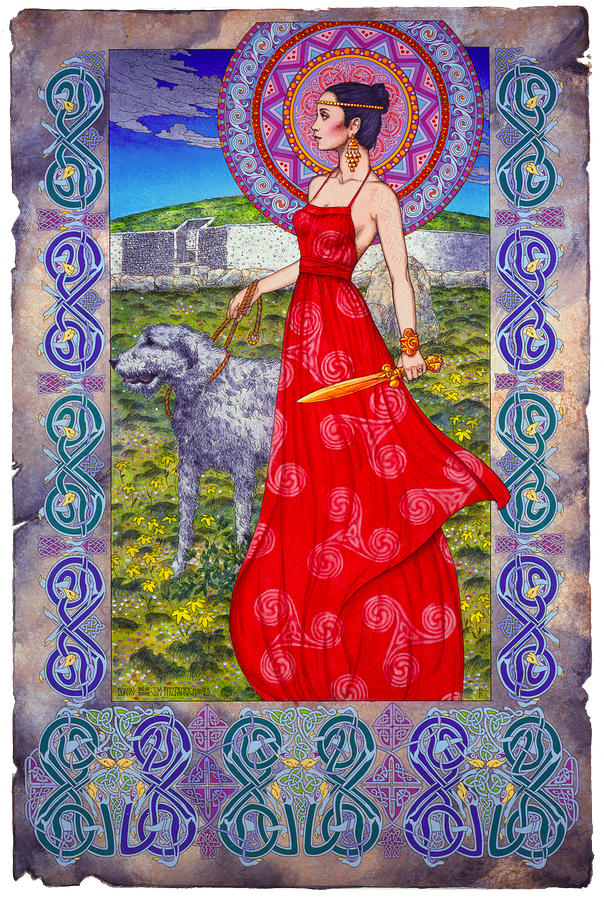 Fantasy Painting - Irish Celtic Fantasy Art Print - Boann Bru Na Boinne by Jim FitzPatrick