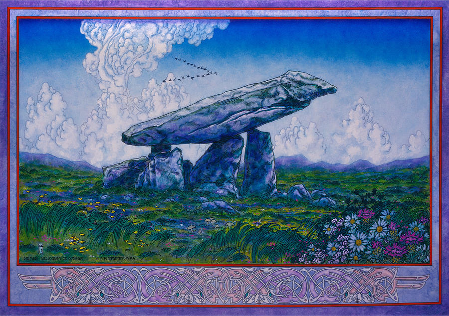 Fantasy Painting - Irish Landscape Celtic Art - The Kilclooney Dolmen by Jim FitzPatrick