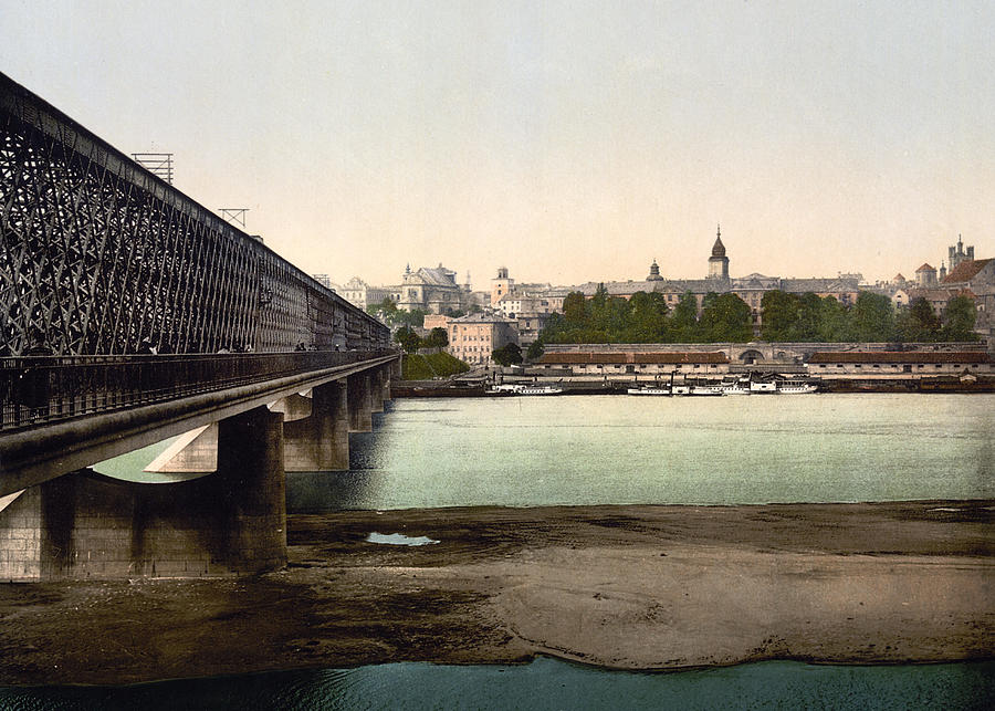 Iron Bridge in Warsaw Poland - ca 1900 Photograph by International  Images