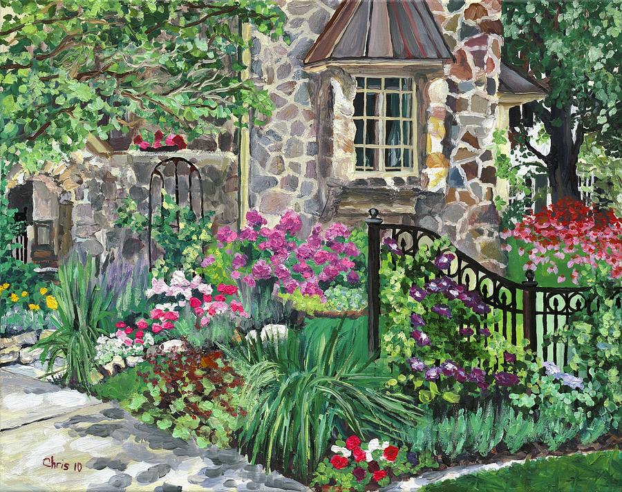 Flower Painting - Iron Gate with Clematis by Christina Plichta
