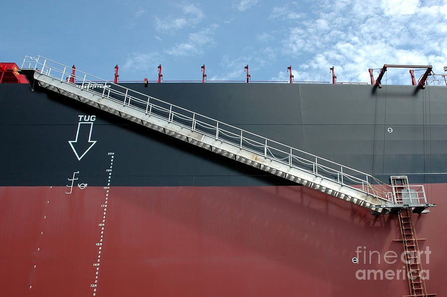 Iron ladder on a tanker ship Photograph by Antoni Halim