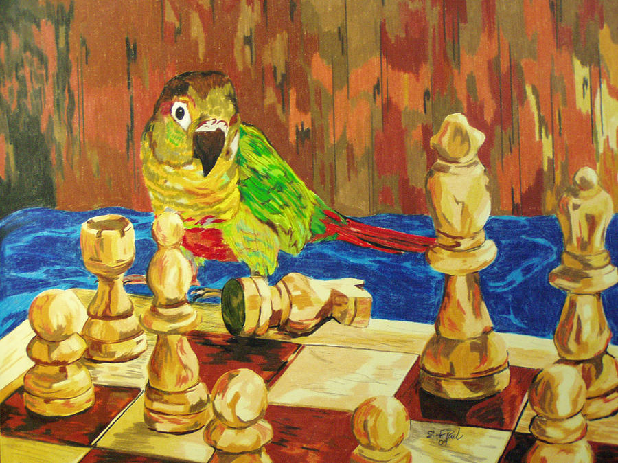 Parrot Painting - Is It My Move by Steve Teets