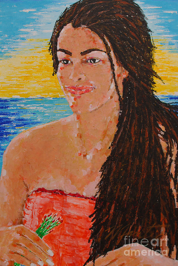 Island Flower Girl Painting by Art Mantia