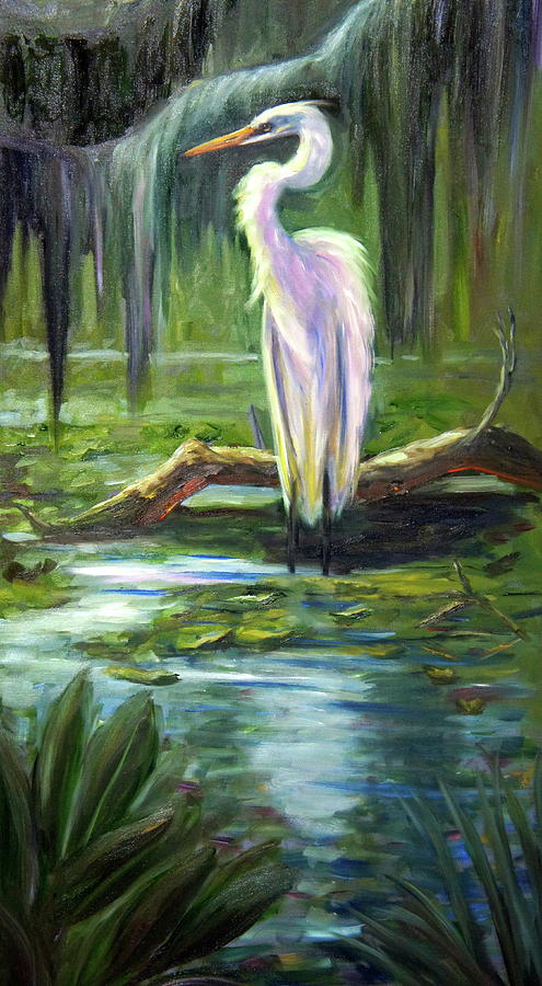 Egret Painting - Island Monarch by Marlyn Boyd