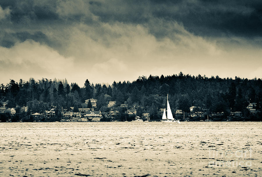 Black And White Photograph - ISLAND SAILS Vancouver Island sailing under stormy skies by Andy Smy