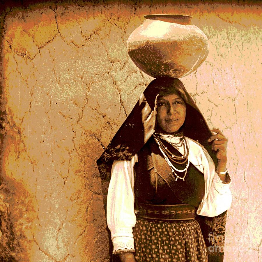 Isleta Pueblo Woman 1910 Colorized Photograph by Padre Art