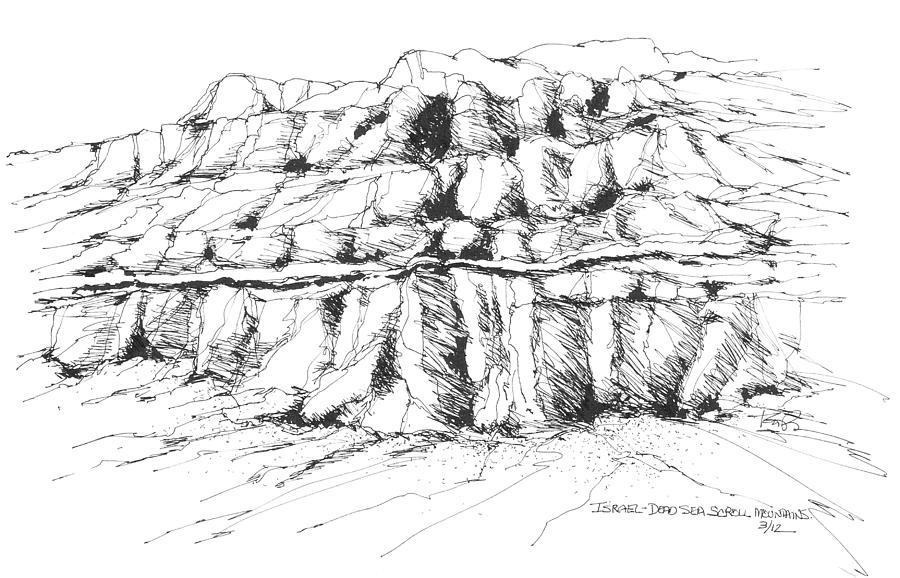 Israel Dead Sea Scroll Mountains Drawing by Robert Birkenes