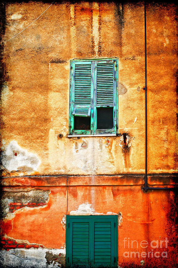 Architecture Photograph - Italian green shutters by Silvia Ganora
