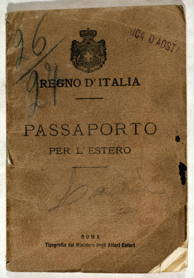 1900s Photograph - Italian Passport. Italian Passport by Everett