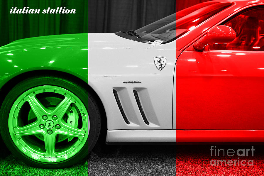 Flag Photograph - Italian Stallion . 2003 Ferrari 575M by Wingsdomain Art and Photography