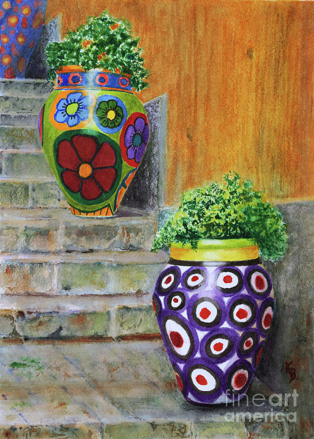 Italian Vases Painting by Karen Fleschler