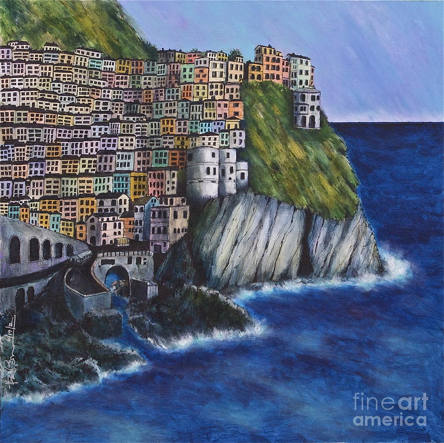 Italian Village Cinque Terre Painting by Robert Birkenes