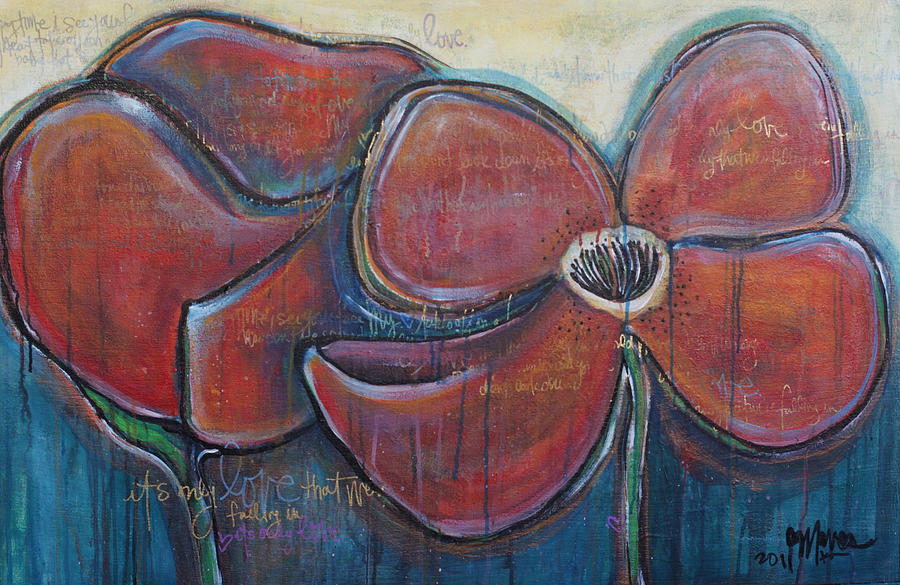 Its Only Love Poppies Painting by Laurie Maves ART