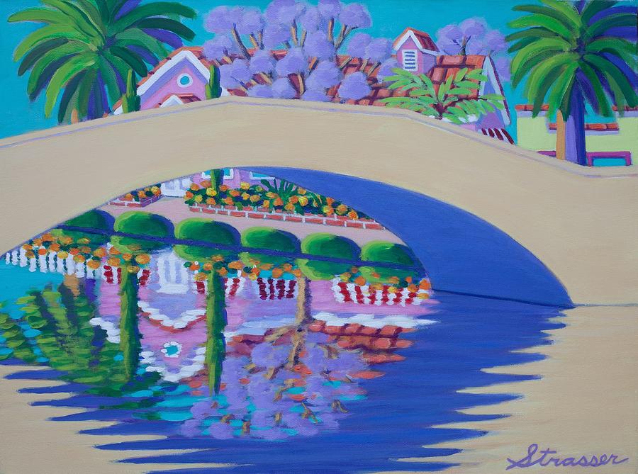 Jacarandas on Retro Canal Painting by Frank Strasser