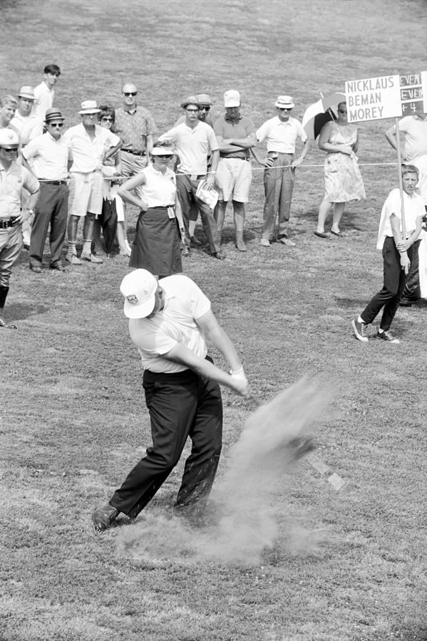 Jack Nicklaus his out of the rough at 1964 US Open at Congressional Country Club Photograph by Jan W Faul