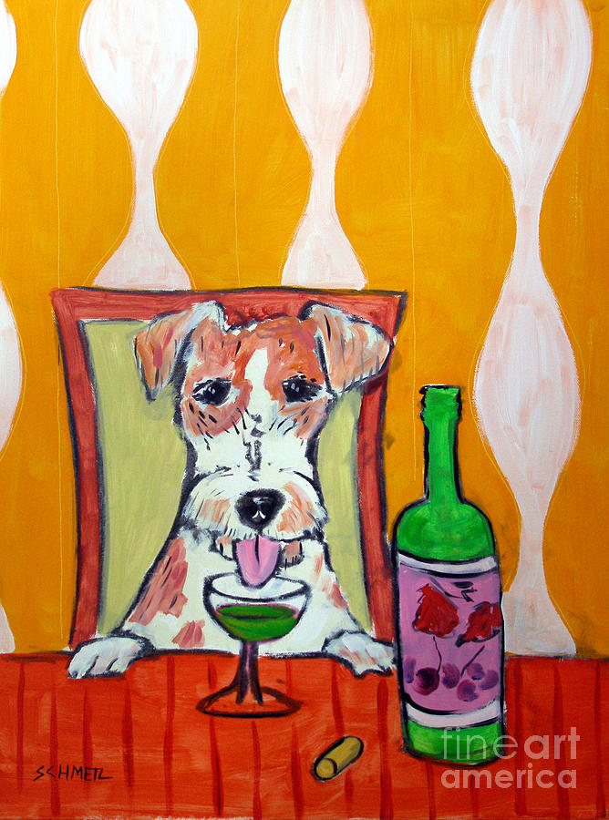Dog Painting - Jack Russll Terrier Drinking Absinthe by Jay  Schmetz