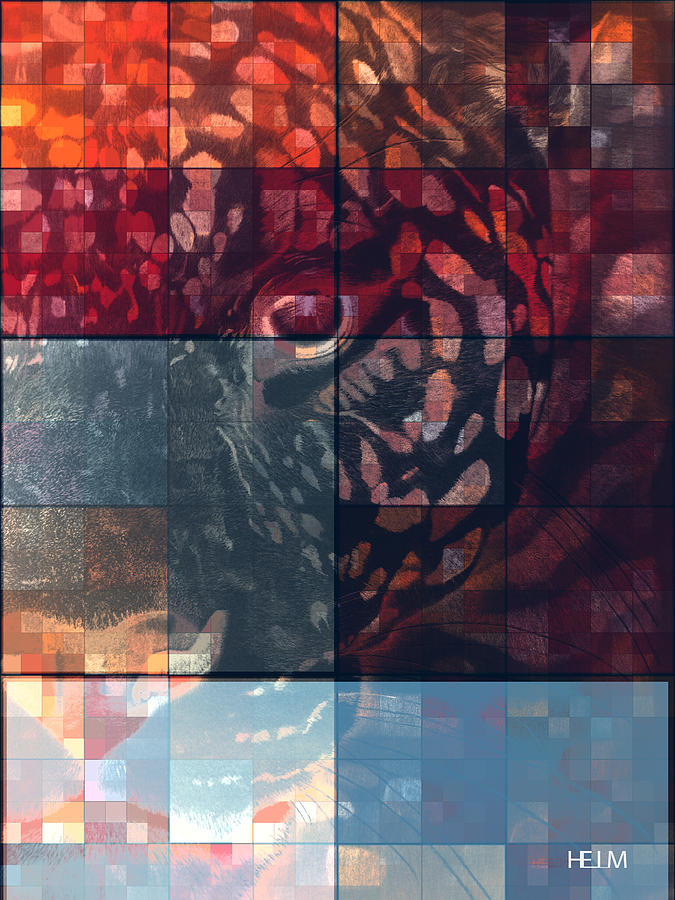 Jaguar graph geo red Digital Art by Mayhem Mediums