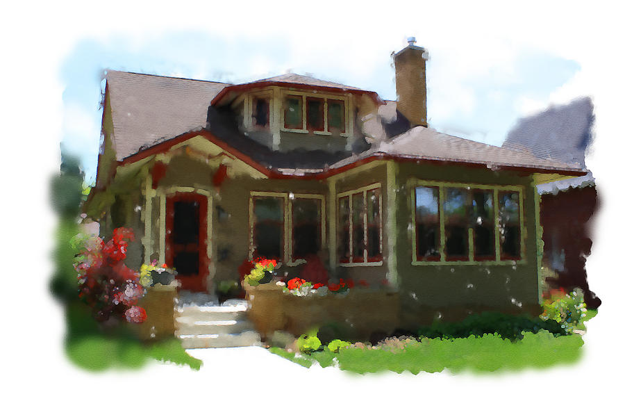Jahnke Home 4 Impresionist Watercolor Digital Art by Geoff Strehlow
