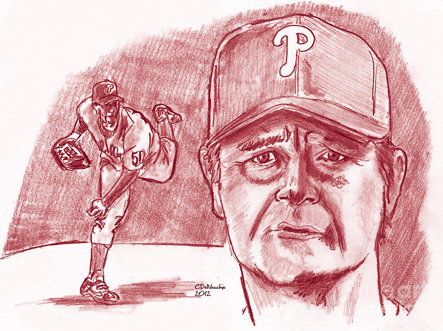 Jamie Moyer Drawing by Chris DelVecchio