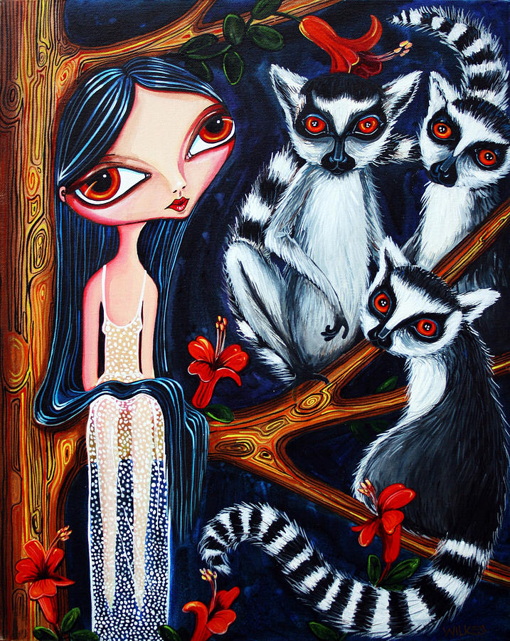 Jane and the Lemurs Painting by Leanne Wilkes