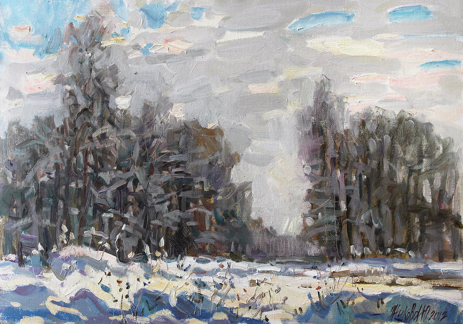 January near Moscow Painting by Juliya Zhukova