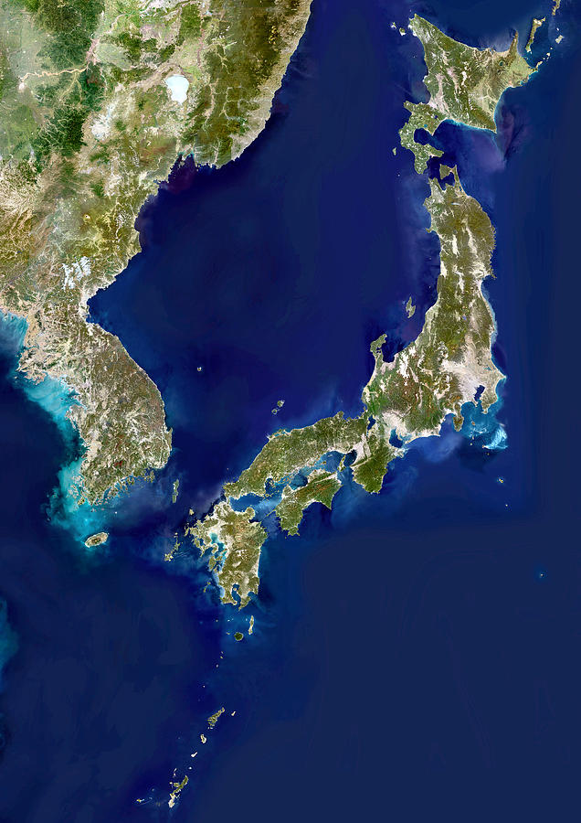 Korea Photograph - Japan And Korea, Satellite Image by Planetobserver