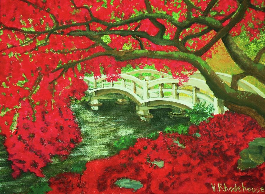 Bridge Painting - Japanese Garden by Victoria Rhodehouse