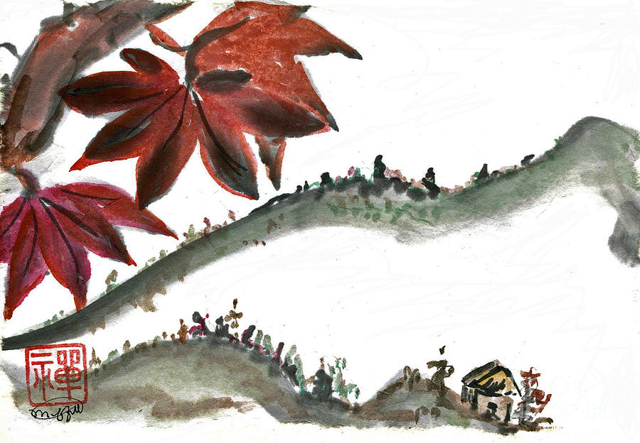 Japanese Maple Leaf Painting by Ellen Miffitt