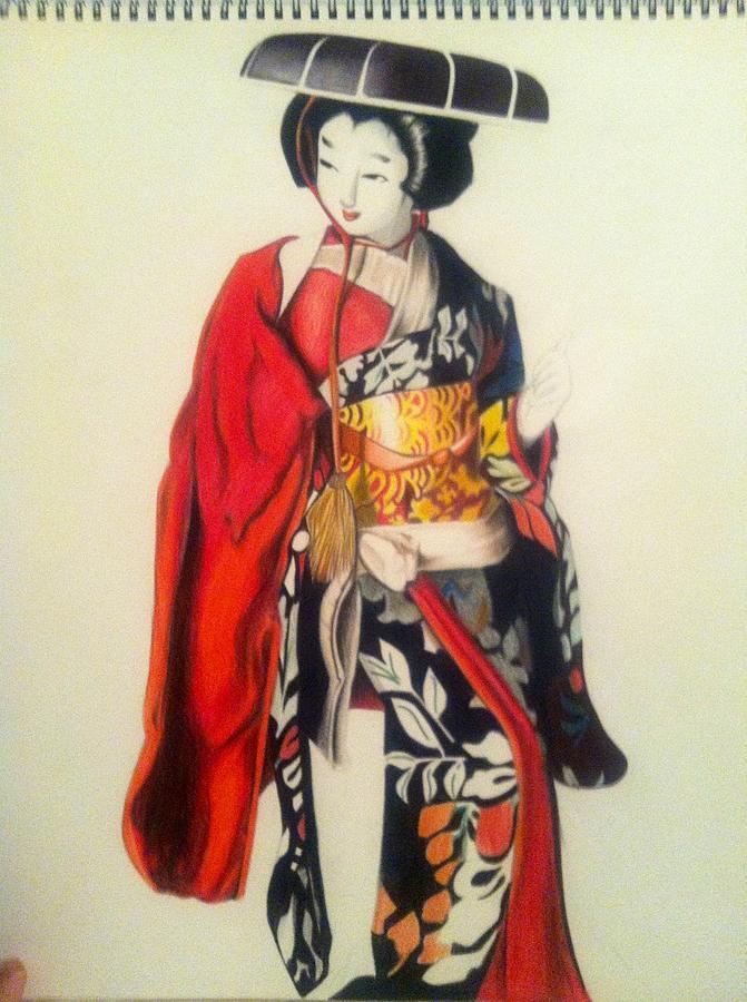 Japanese Woman Drawing by Maritza Montnegro - Fine Art America