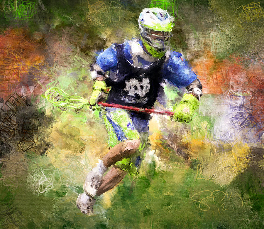 Sports Painting - Jaxx Lacrosse 2 by Scott Melby