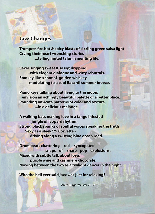Jazz Changes - Poem Painting by Anita Burgermeister