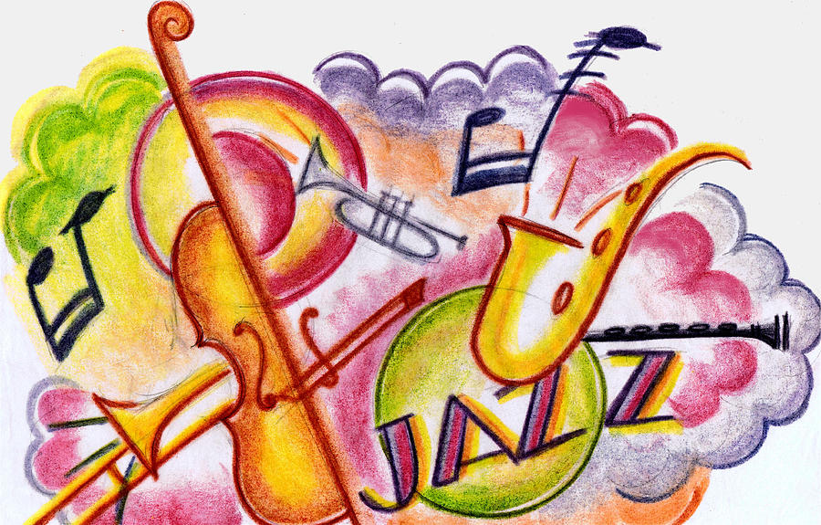 Jazz Drawing - Jazz Deco by Mel Thompson