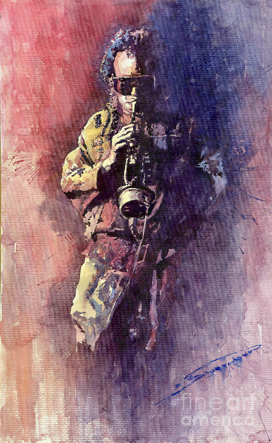 Jazz Painting - Jazz Miles Davis Maditation by Yuriy Shevchuk