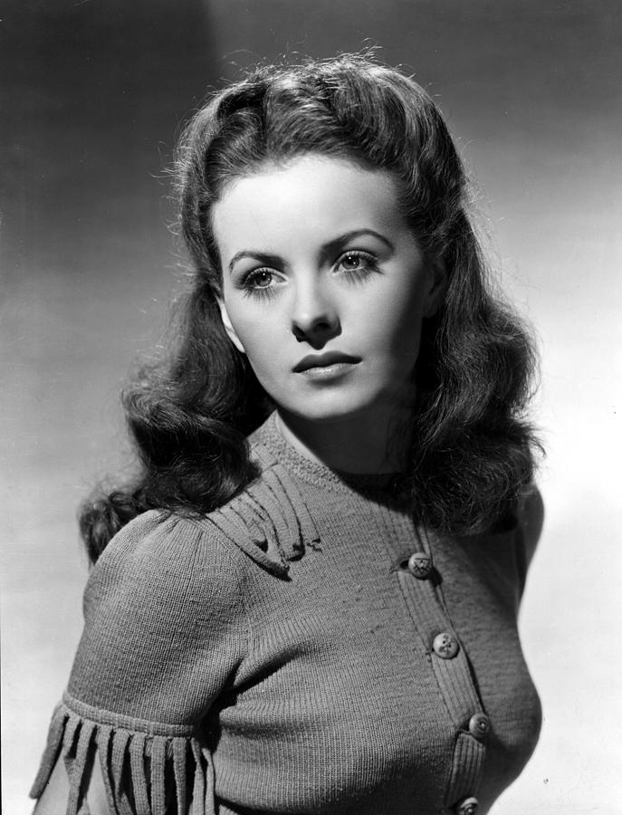 Portrait Photograph - Jeanne Crain Cardigan Sweater With Hand by Everett