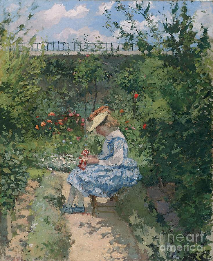 Jeanne in the Garden Painting by Camille Pissarro