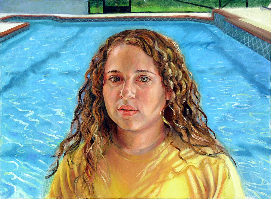 Jeannie at the Pool Painting by Nancy Tilles