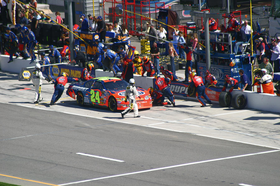 Jeff Gordon Pit Crew In Action Photograph by Kym Backland