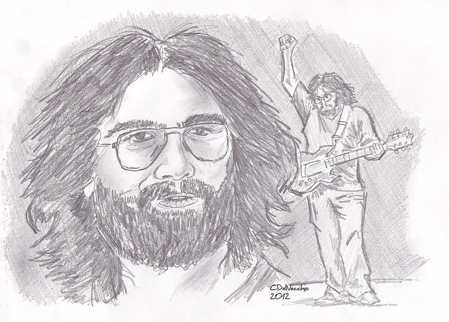 Jerry Garcia Drawing by Chris DelVecchio