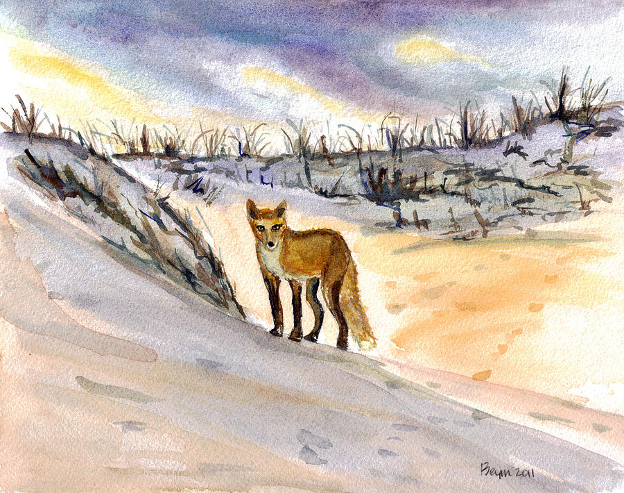 Jersey Shore Fox Painting by Clara Sue Beym