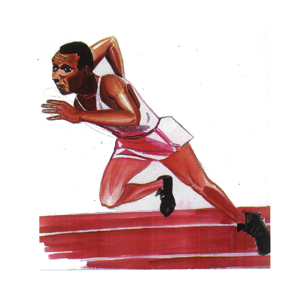 Jesse Owens Painting by Emmanuel Baliyanga