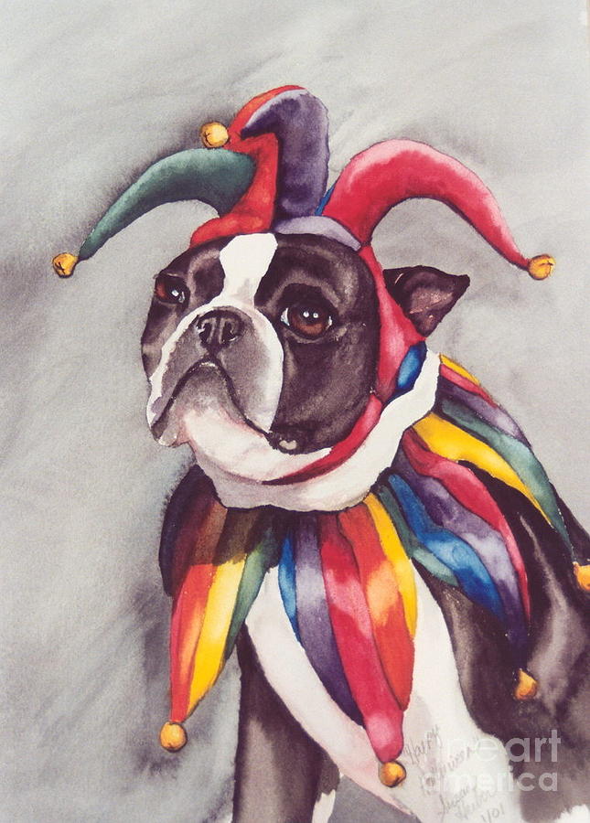 Boston Terrier Painting - Jest Holly by Susan Herber