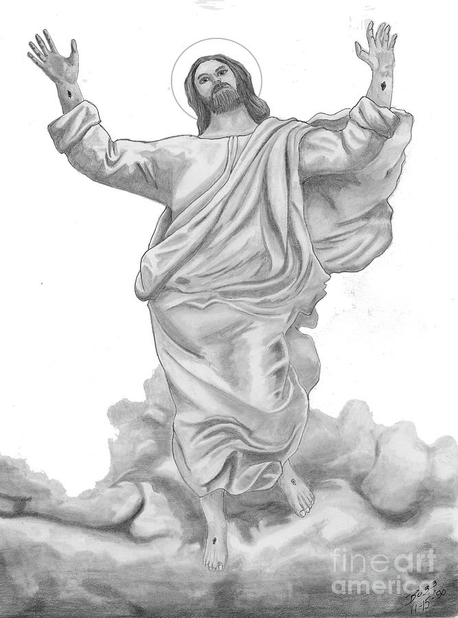 Jesus Christ Drawing - Jesus approaches the Gates of Heaven by Calvert Koerber