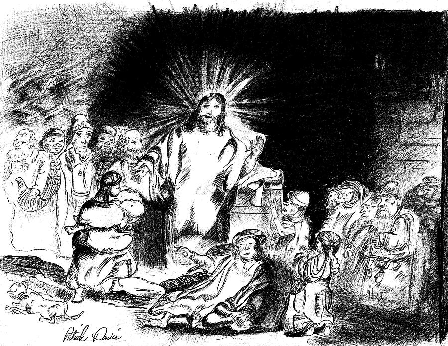 Jesus Healing by Patrick Davis - Jesus Healing Drawing - Jesus Healing ...