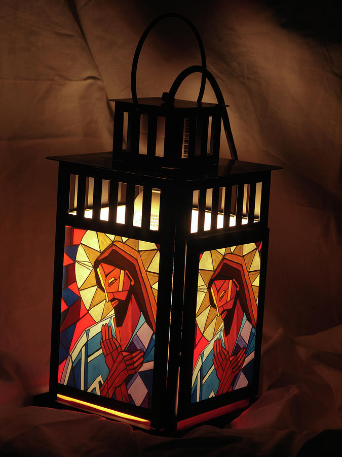 Jesus Lantern Glass Art by Mary DuCharme
