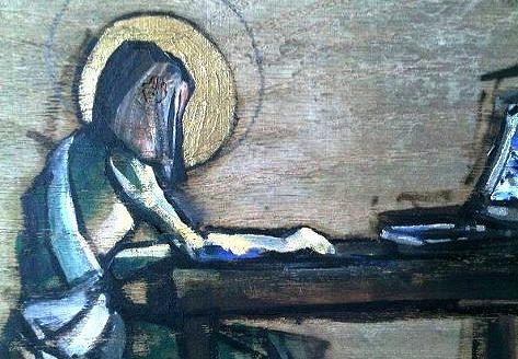 Jesus on Facebook Painting by Kevin Davidson